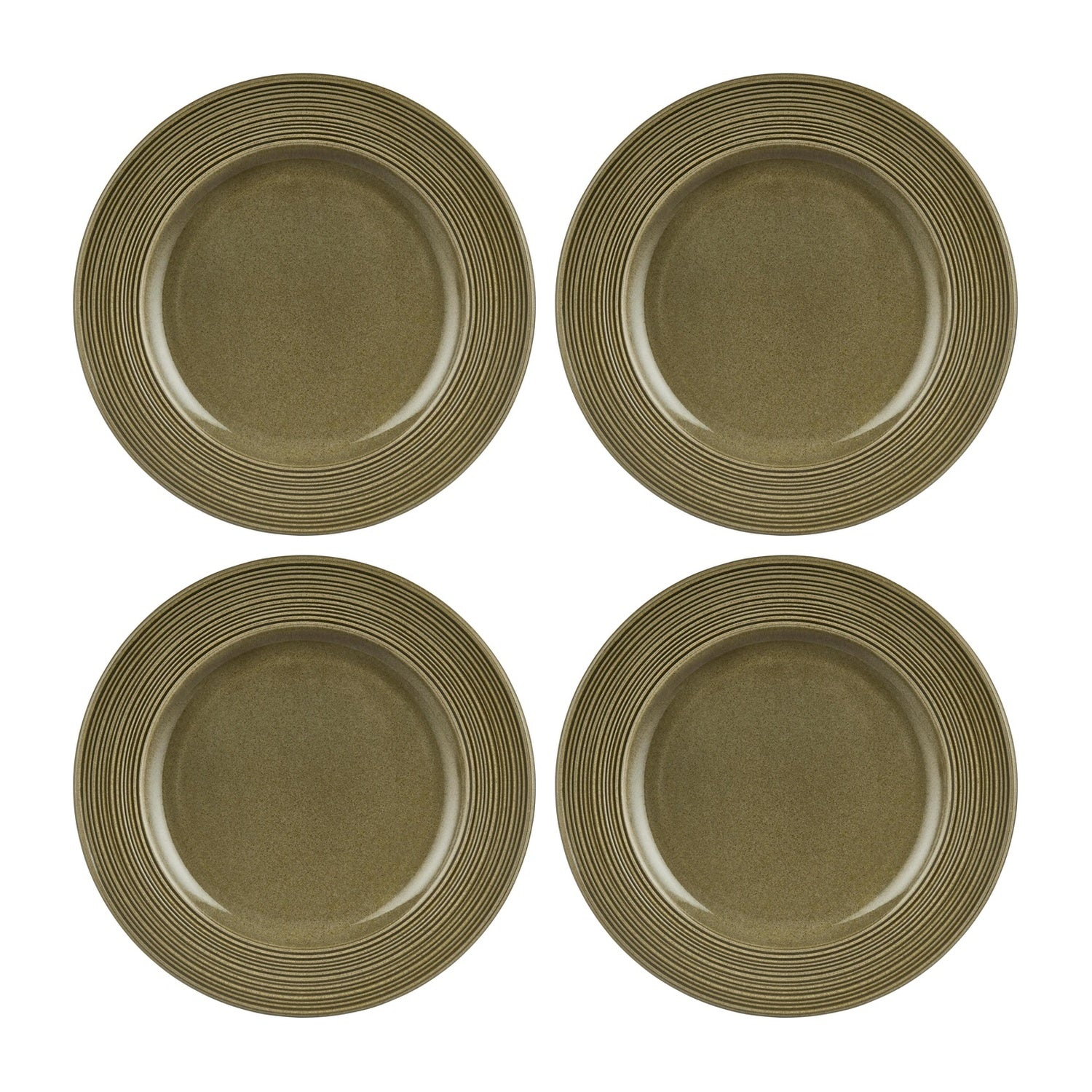 Helix Bamboo dia.8.25" Round Green Vitrified Plate (Set of 4)