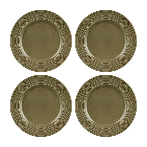 Helix Bamboo dia.8.25" Round Green Vitrified Plate (Set of 4)