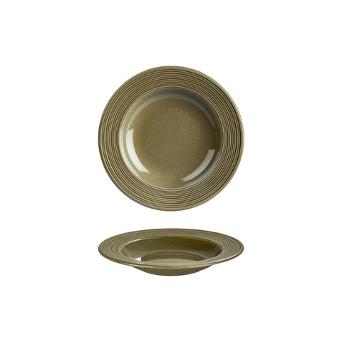Helix Bamboo dia.9" h:0" 10 oz. Round Green Vitrified Deep Plate (Set of 4)