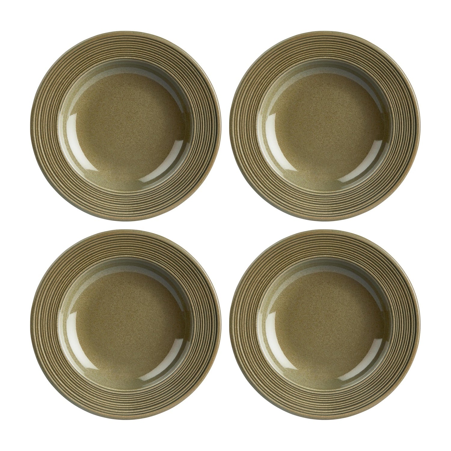 Helix Bamboo dia.9" h:0" 10 oz. Round Green Vitrified Deep Plate (Set of 4)