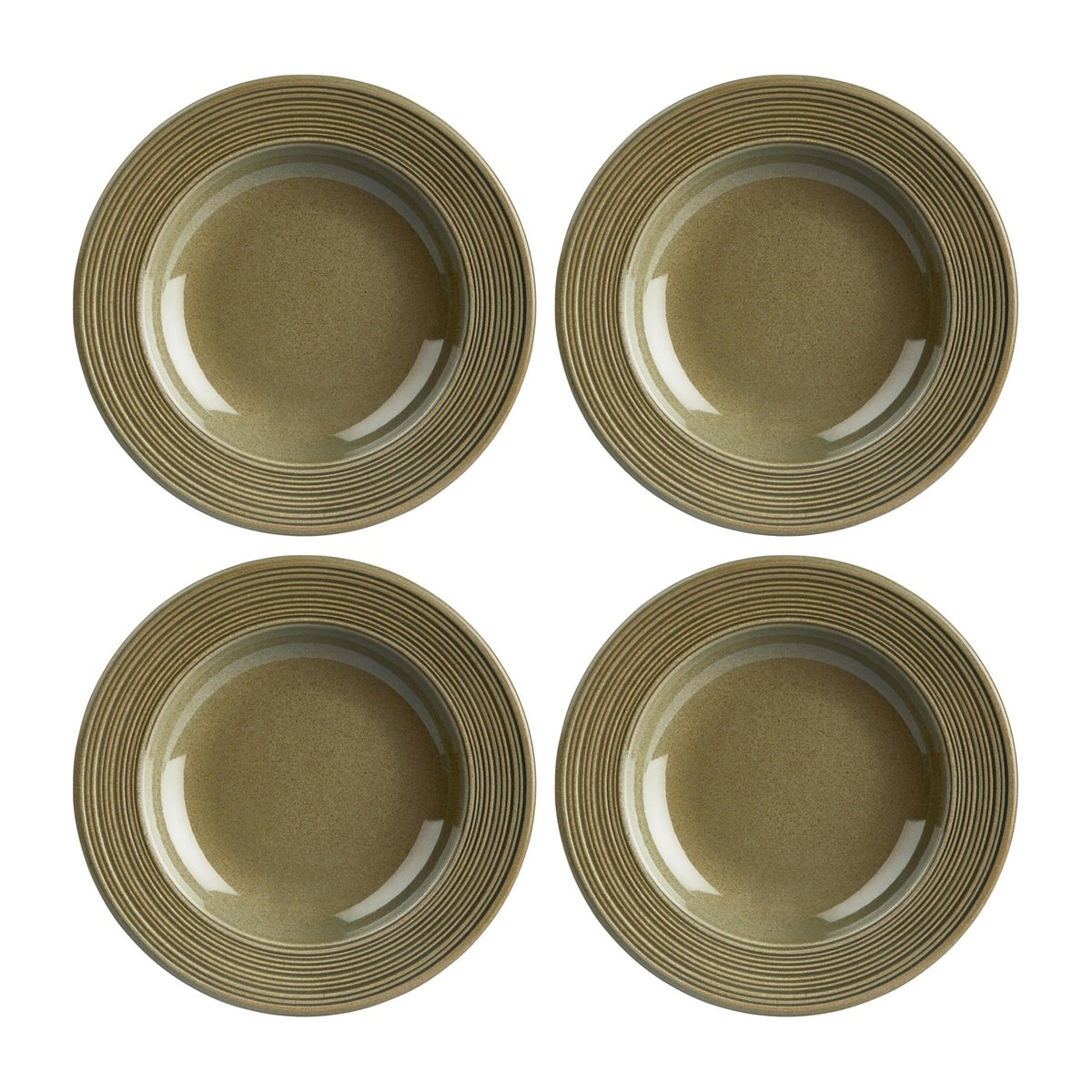Helix Bamboo dia.9" h:0" 10 oz. Round Green Vitrified Deep Plate (Set of 4)