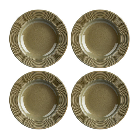 Helix Bamboo dia.9" h:0" 10 oz. Round Green Vitrified Deep Plate (Set of 4)