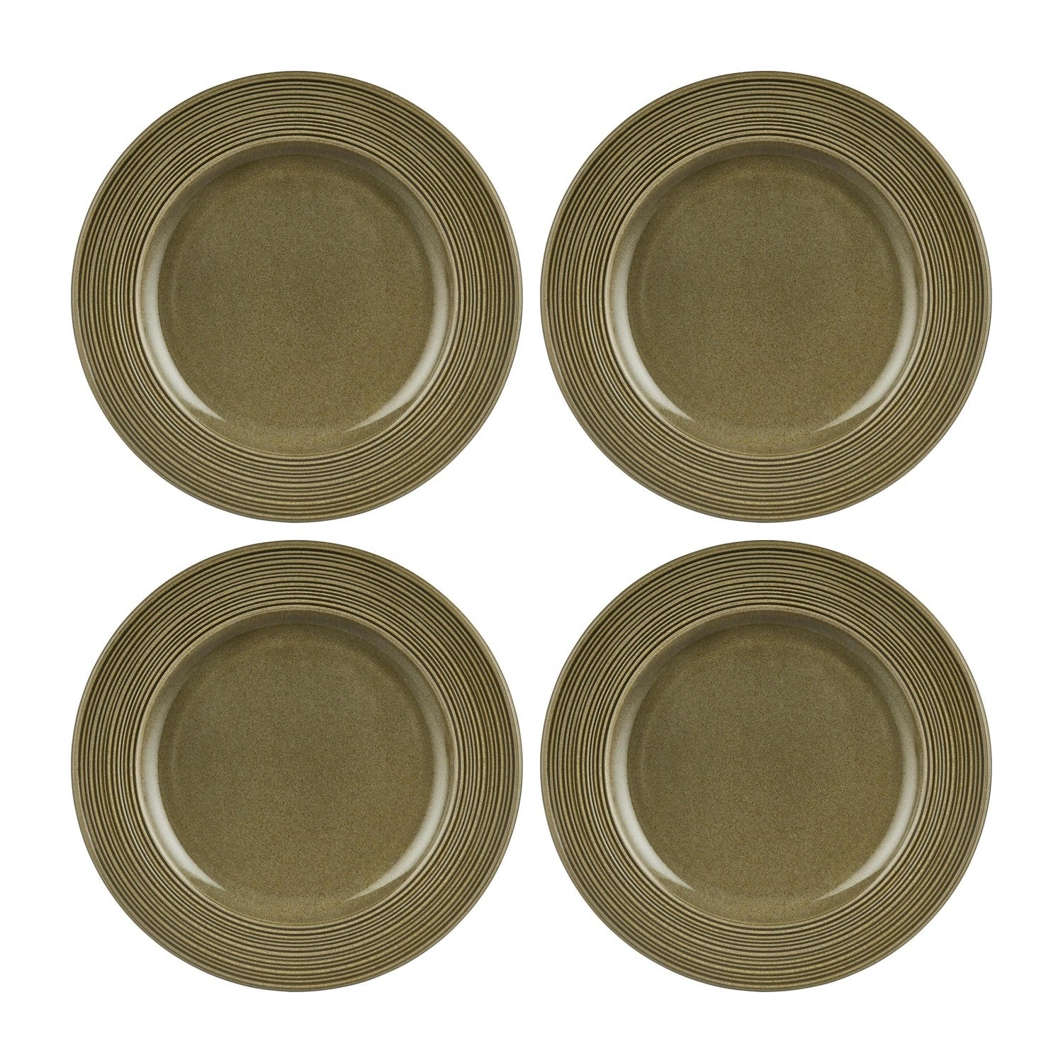 Helix Bamboo dia.9.5" Round Green Vitrified Plate (Set of 4)
