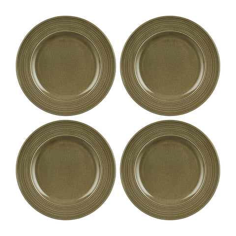 Helix Bamboo dia.9.5" Round Green Vitrified Plate (Set of 4)