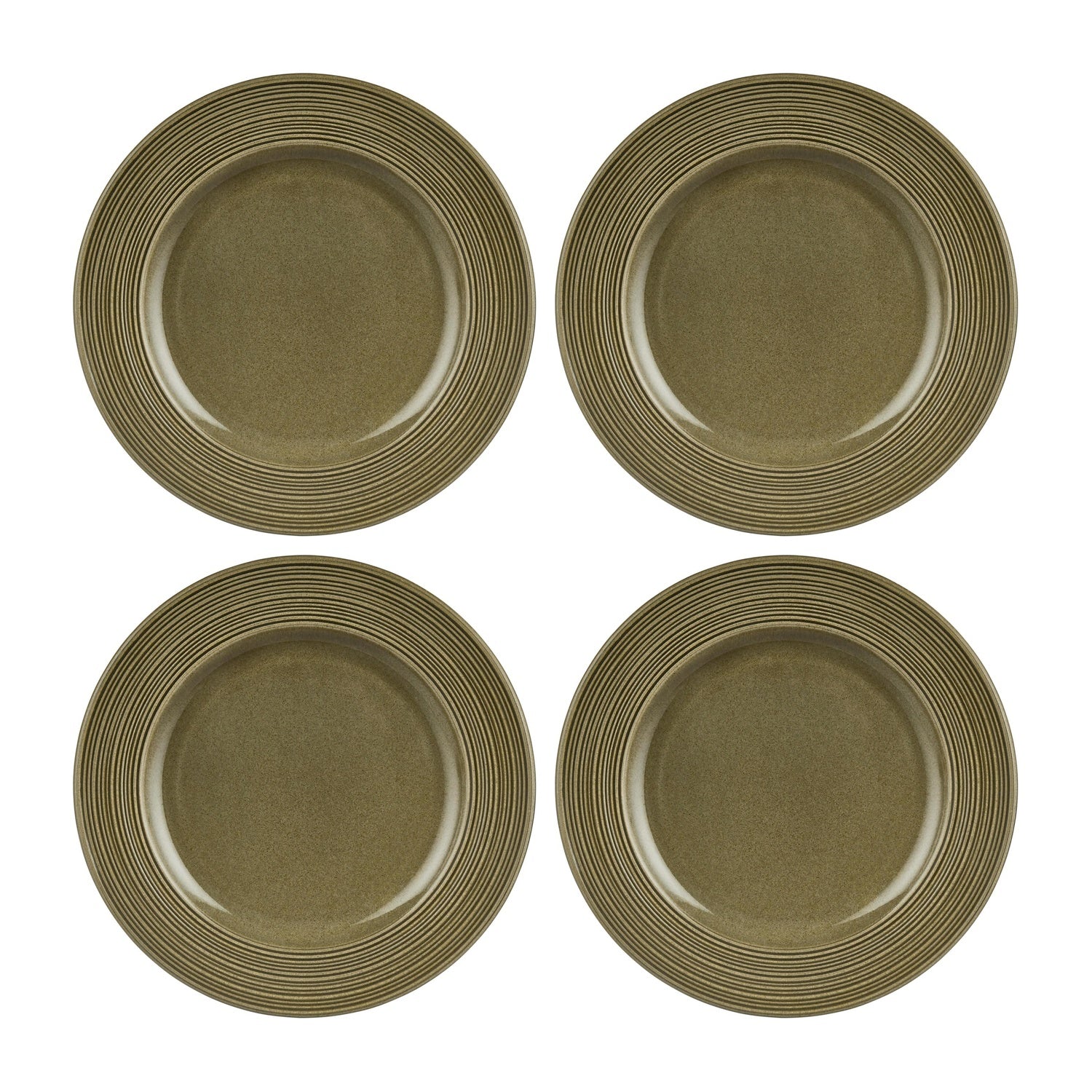 Helix Bamboo dia.10.75" Round Green Vitrified Plate (Set of 4)