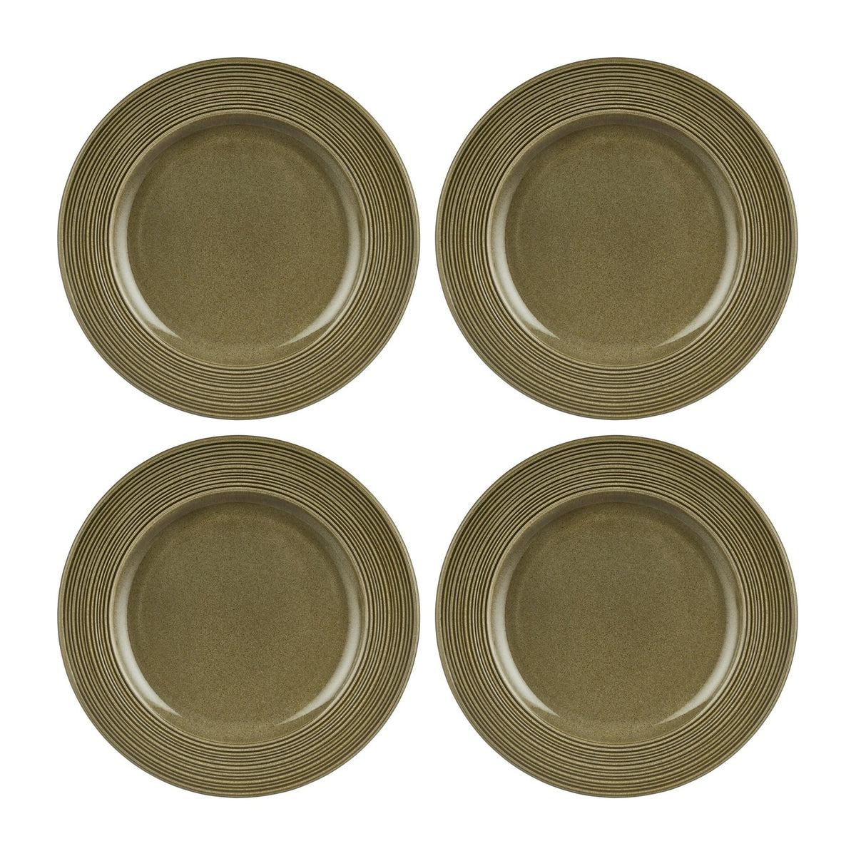 Helix Bamboo dia.10.75" Round Green Vitrified Plate (Set of 4)