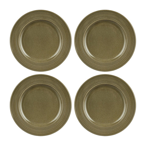 Helix Bamboo dia.10.75" Round Green Vitrified Plate (Set of 4)