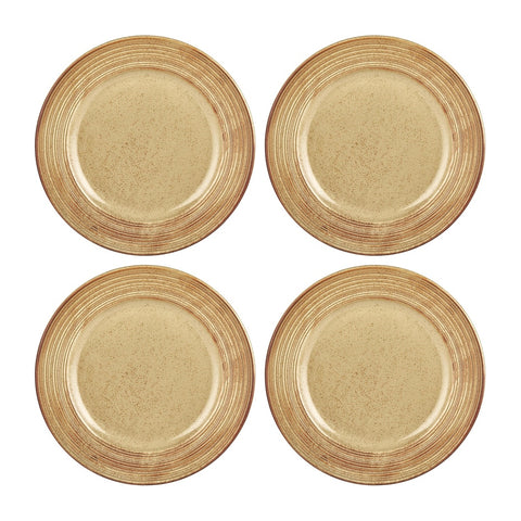 Helix Dune dia.7" Round Orange Vitrified Plate (Set of 4)
