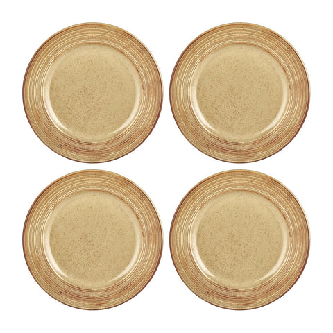 Helix Dune dia.8.25" Round Orange Vitrified Plate (Set of 4)