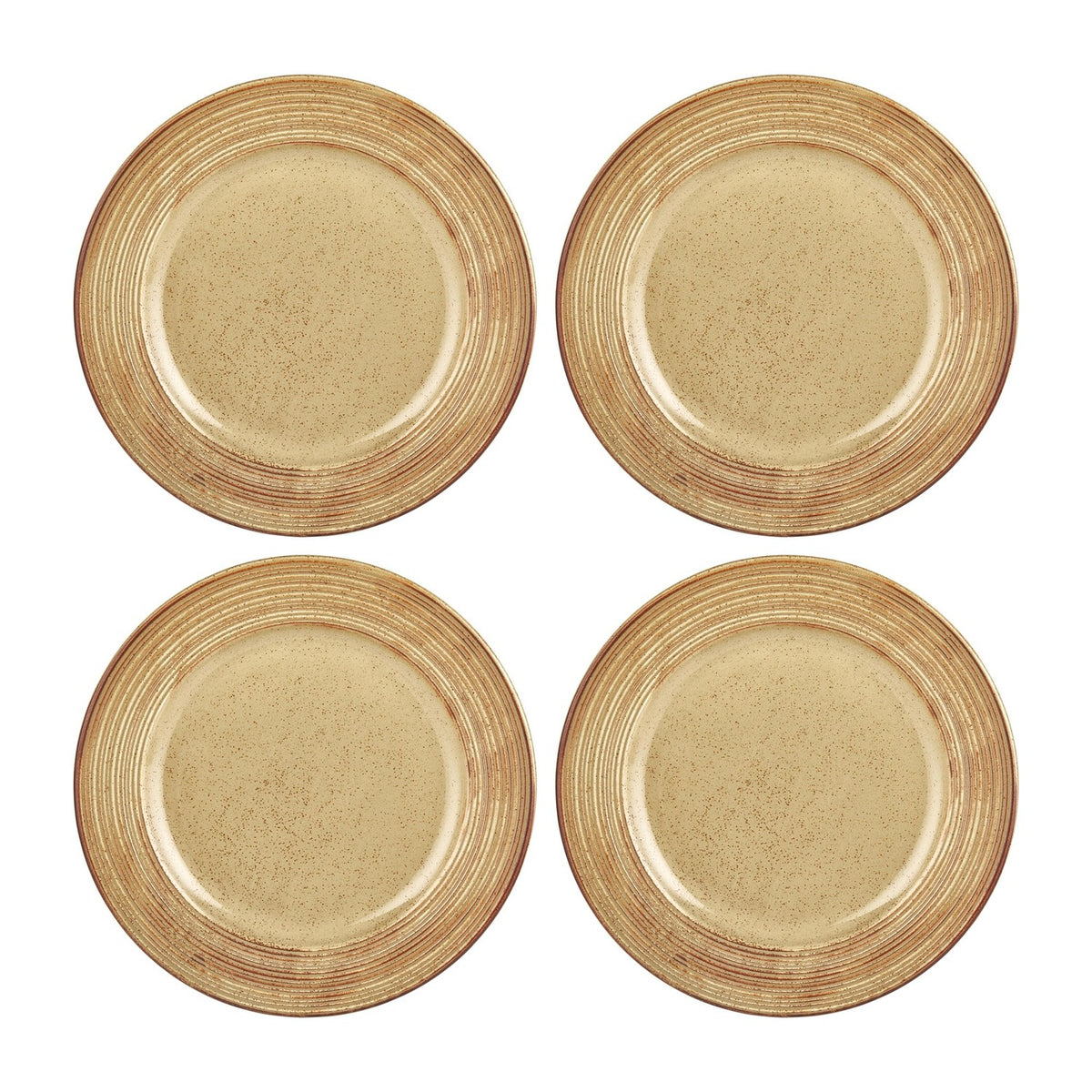 Helix Dune dia.9.5" Round Orange Vitrified Plate (Set of 4)