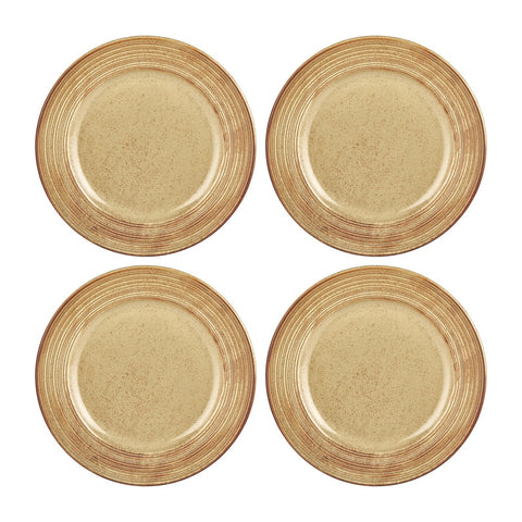 Helix Dune dia.9.5" Round Orange Vitrified Plate (Set of 4)
