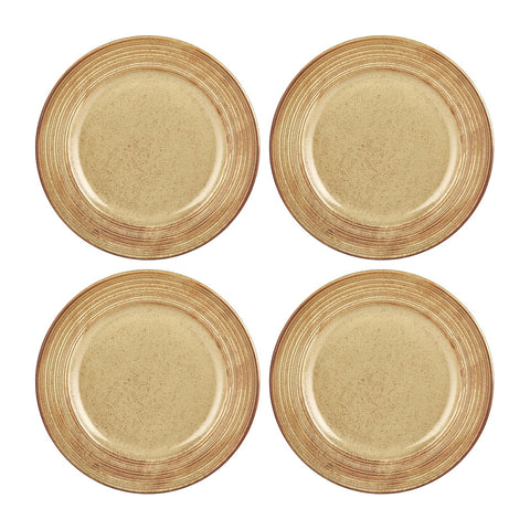 Helix Dune dia.10.75" Round Orange Vitrified Plate (Set of 4)