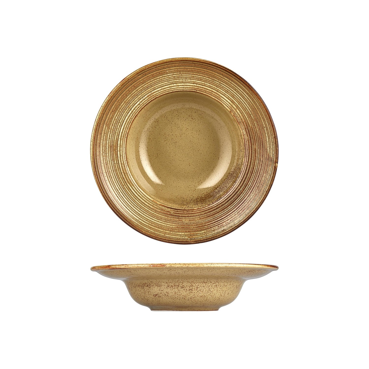 Helix Dune dia.10.75" h:2.5" 17 oz. Round Orange Vitrified Deep Plate (Set of 6)