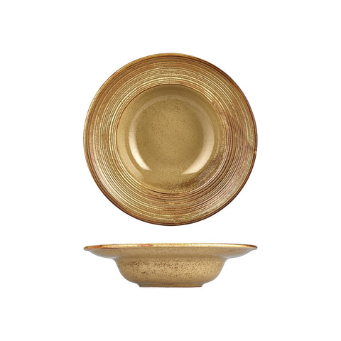 Helix Dune dia.10.75" h:2.5" 17 oz. Round Orange Vitrified Deep Plate (Set of 6)