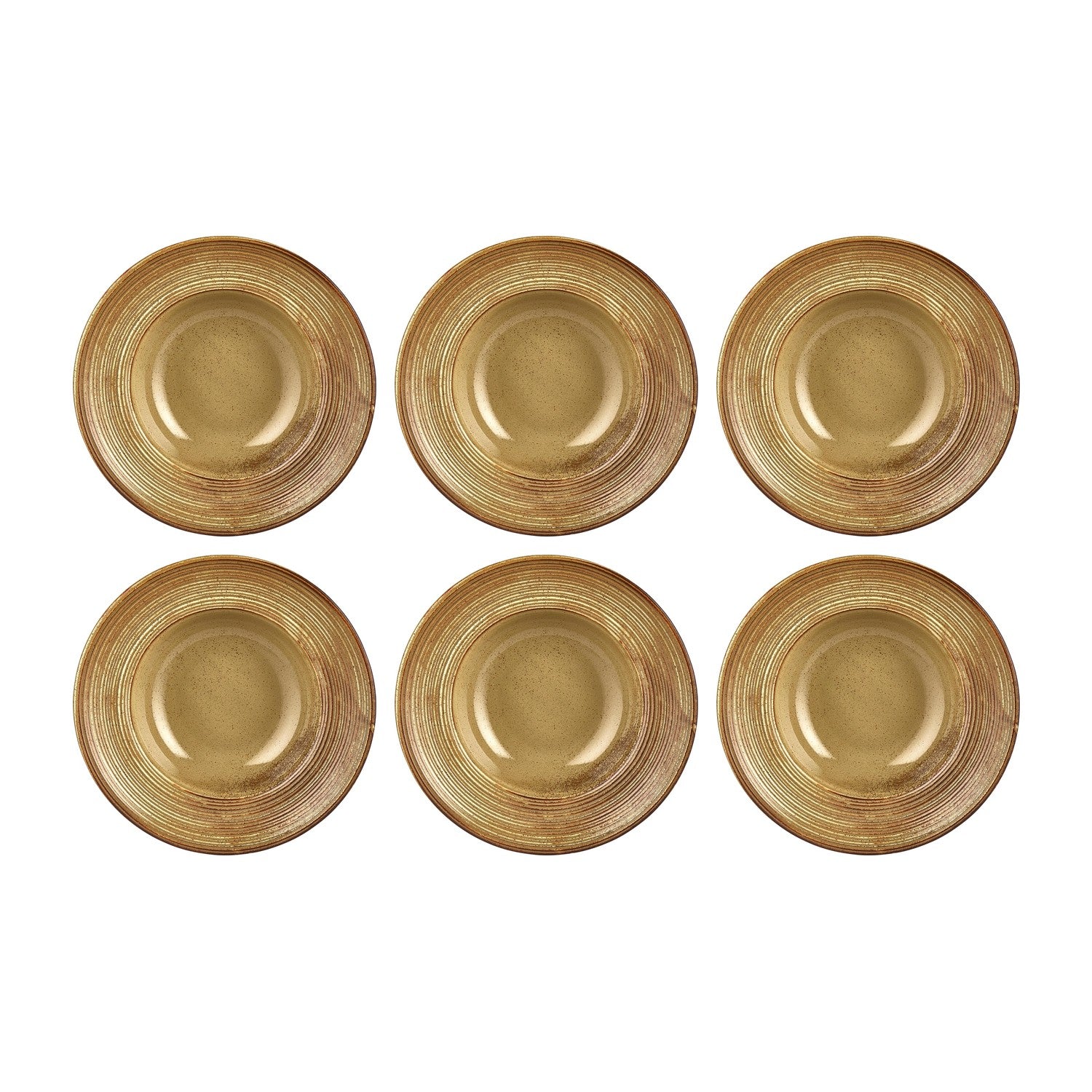 Helix Dune dia.10.75" h:2.5" 17 oz. Round Orange Vitrified Deep Plate (Set of 6)