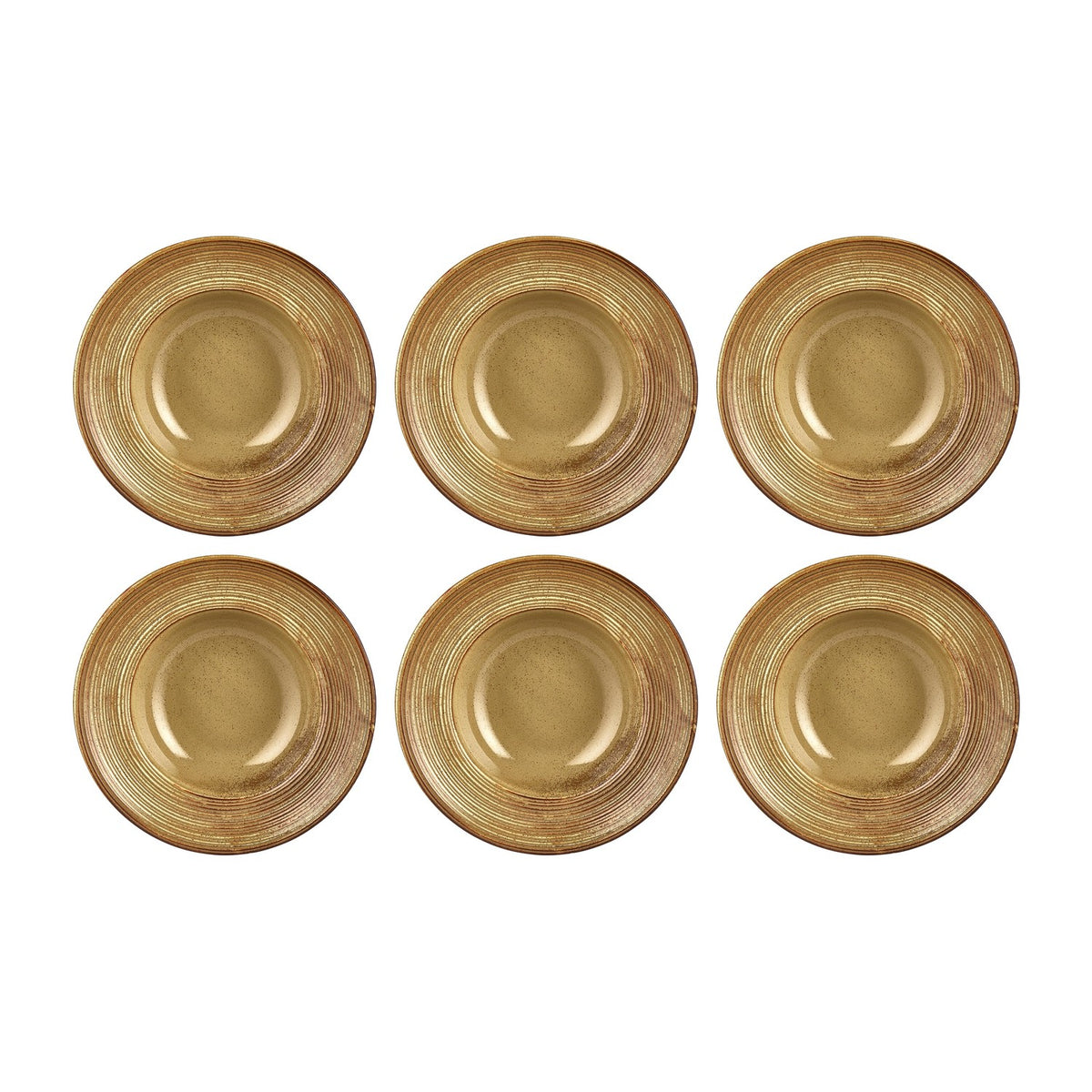 Helix Dune dia.10.75" h:2.5" 17 oz. Round Orange Vitrified Deep Plate (Set of 6)