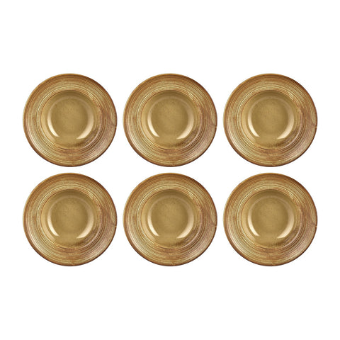 Helix Dune dia.10.75" h:2.5" 17 oz. Round Orange Vitrified Deep Plate (Set of 6)