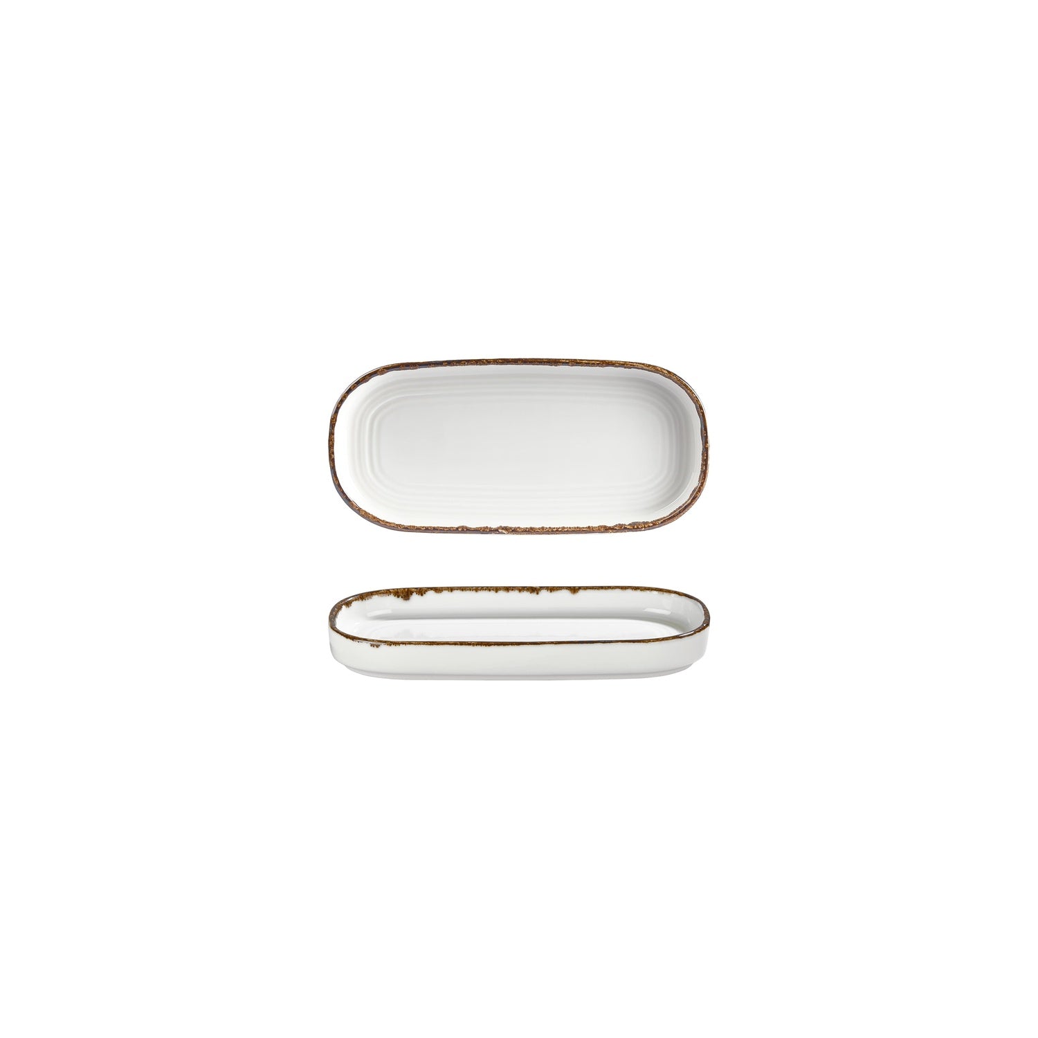 Helix Gleam 7.75" x 3.75" x h:1" Oval Brown Vitrified Platter (1 each)