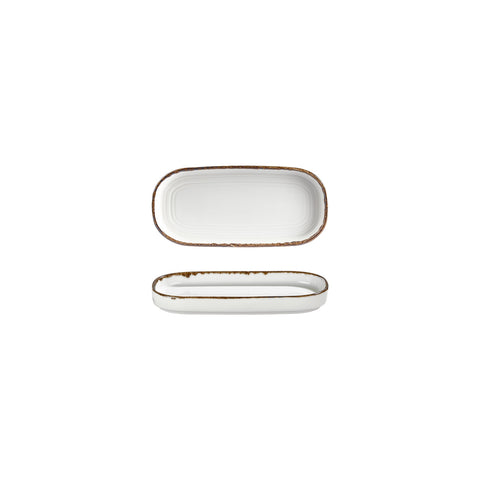 Helix Gleam 7.75" x 3.75" x h:1" Oval Brown Vitrified Platter (1 each)