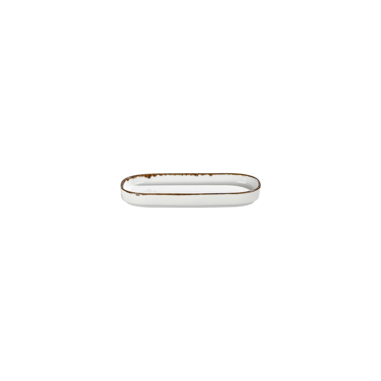 Helix Gleam 7.75" x 3.75" x h:1" Oval Brown Vitrified Platter (1 each)