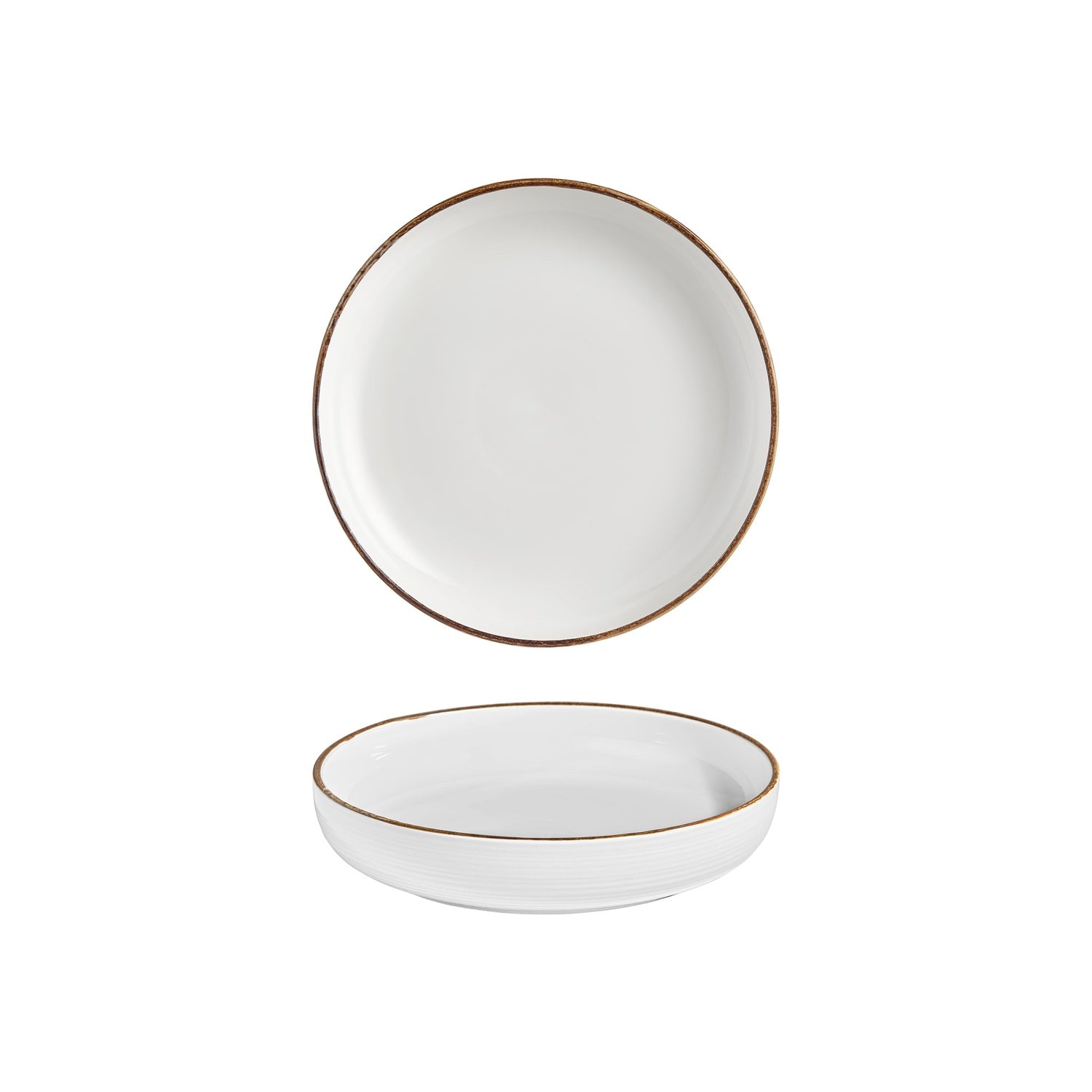 Helix Gleam dia.9" h:2" 42 oz. Round Brown Vitrified Deep Plate (Set of 6)