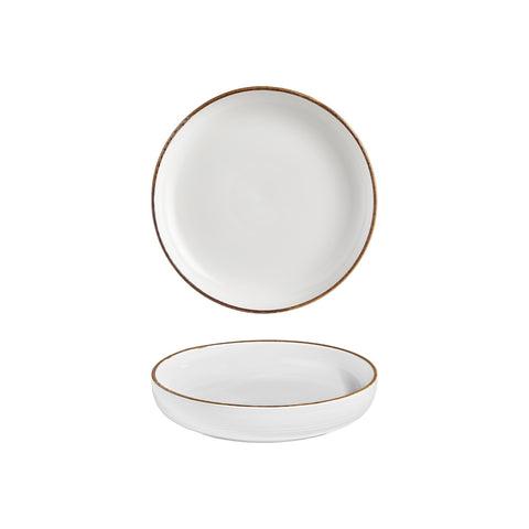 Helix Gleam dia.9" h:2" 42 oz. Round Brown Vitrified Deep Plate (Set of 6)