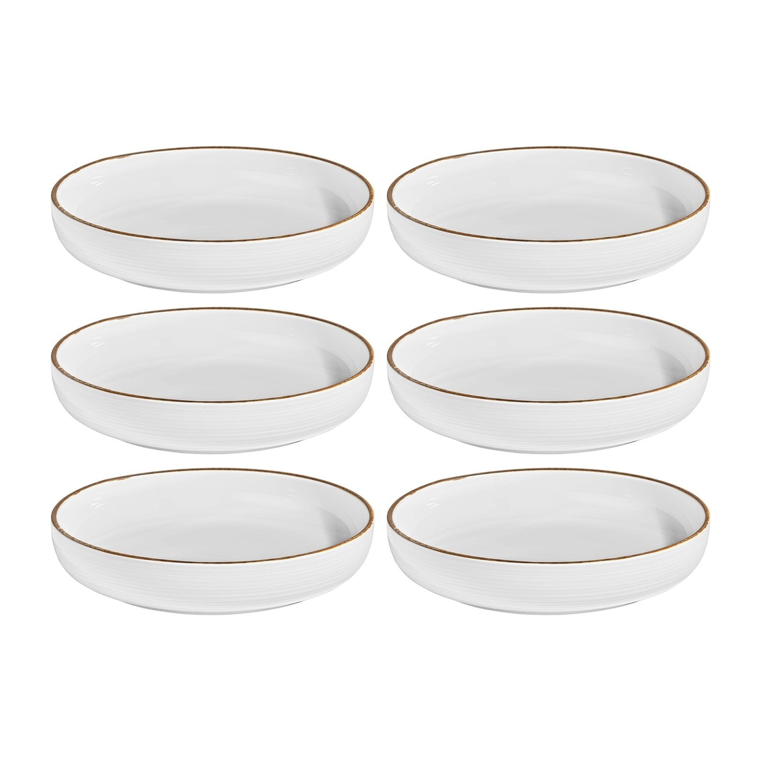 Helix Gleam dia.9" h:2" 42 oz. Round Brown Vitrified Deep Plate (Set of 6)