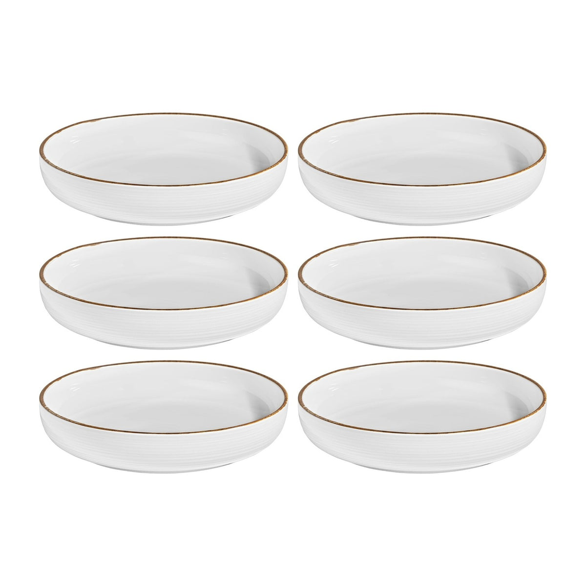 Helix Gleam dia.9" h:2" 42 oz. Round Brown Vitrified Deep Plate (Set of 6)