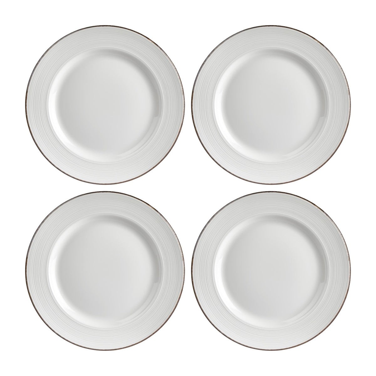 Helix Gleam dia.8.25" Round Brown Vitrified Plate (Set of 4)