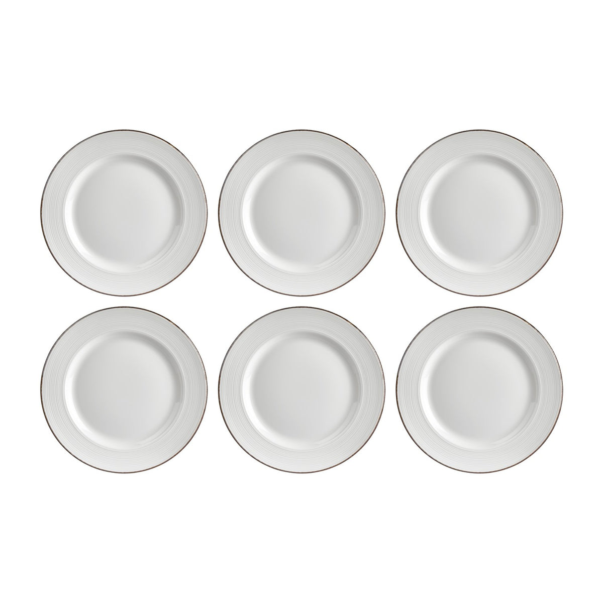 Helix Gleam dia.11.75" Round Brown Vitrified Plate (Set of 6)