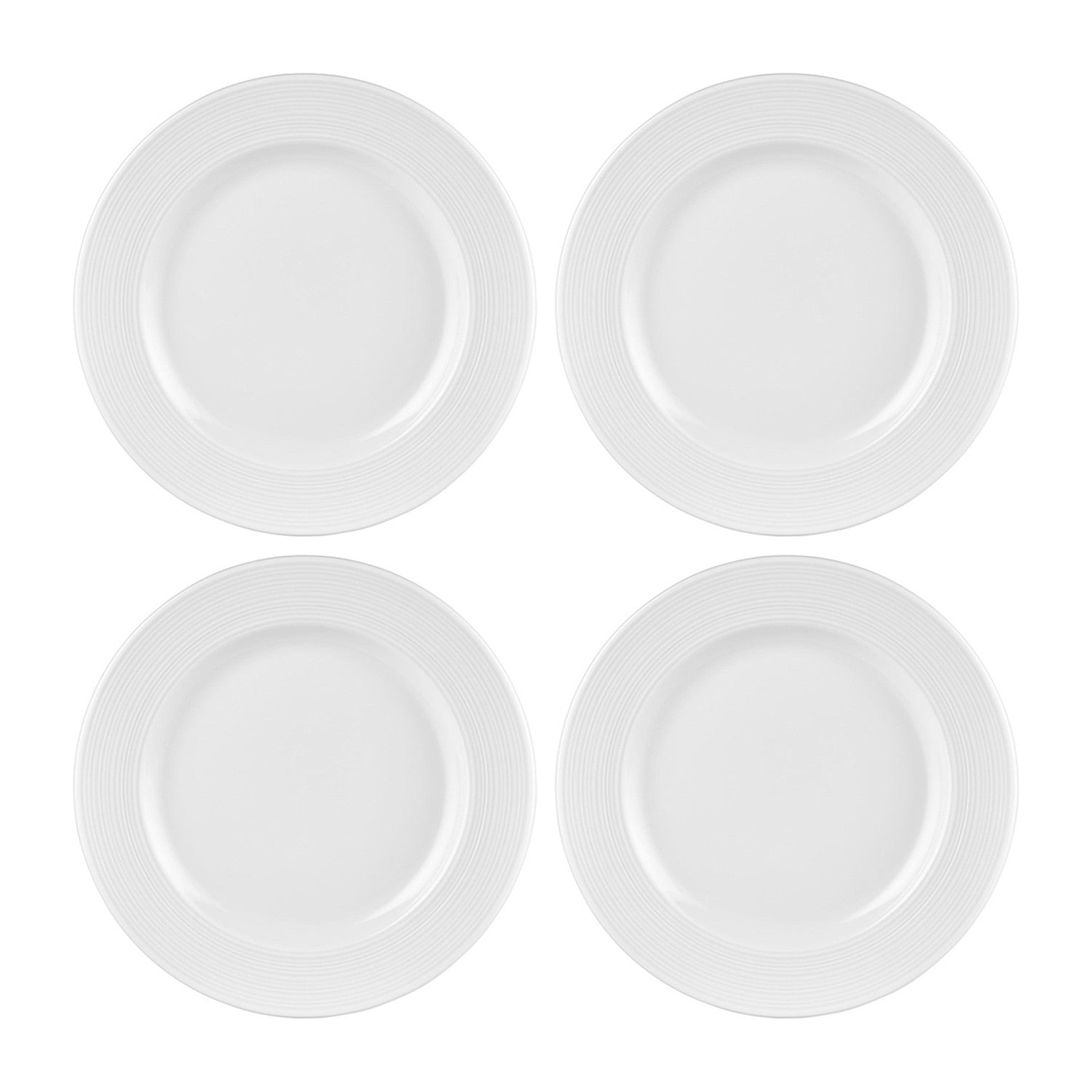 Helix White dia.7" Round Warm White Vitrified Plate (Set of 4)