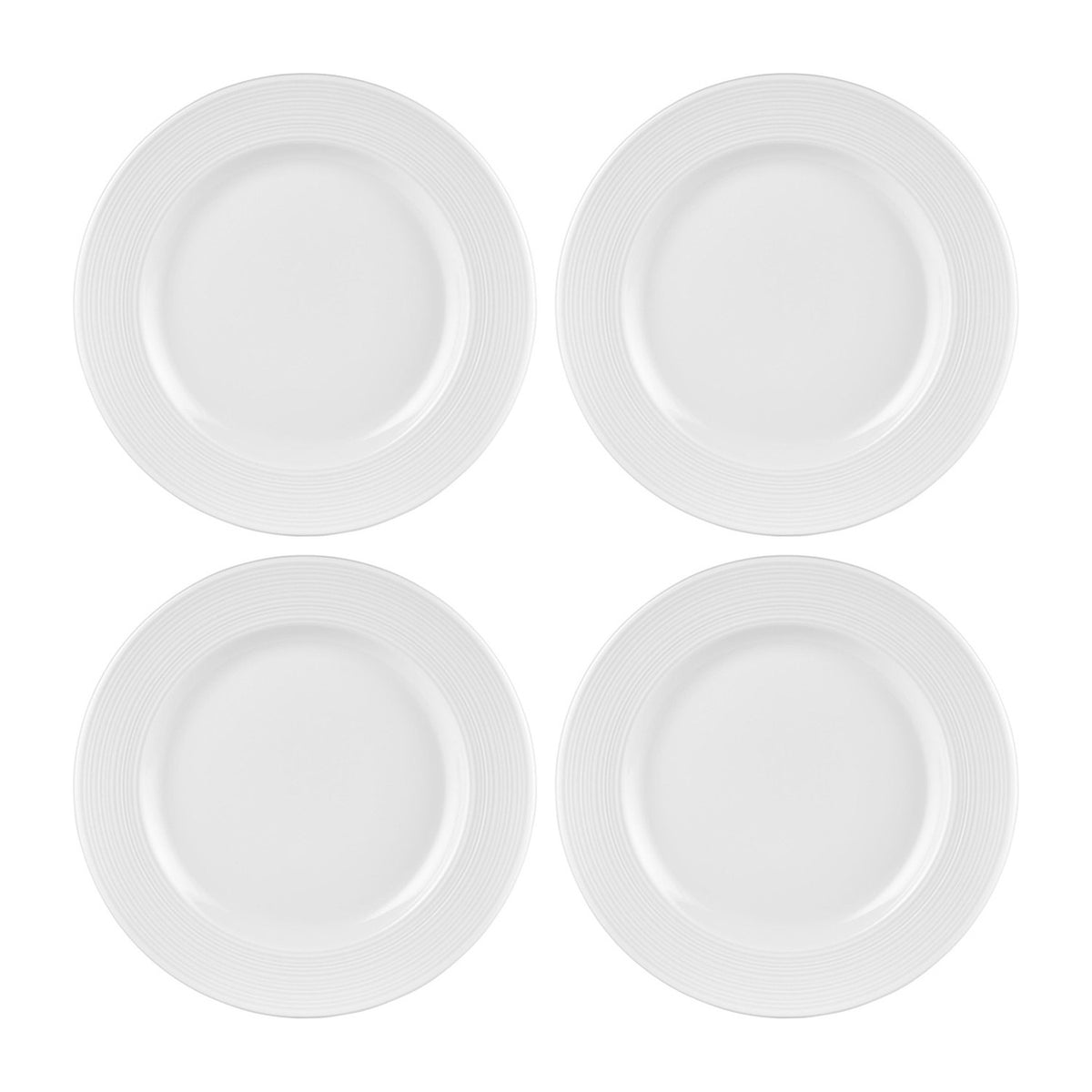 Helix White dia.7" Round Warm White Vitrified Plate (Set of 4)