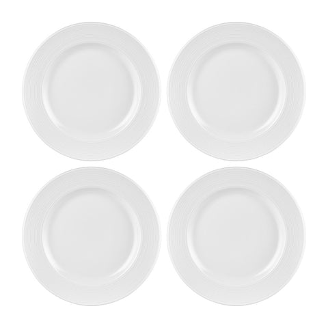 Helix White dia.7" Round Warm White Vitrified Plate (Set of 4)