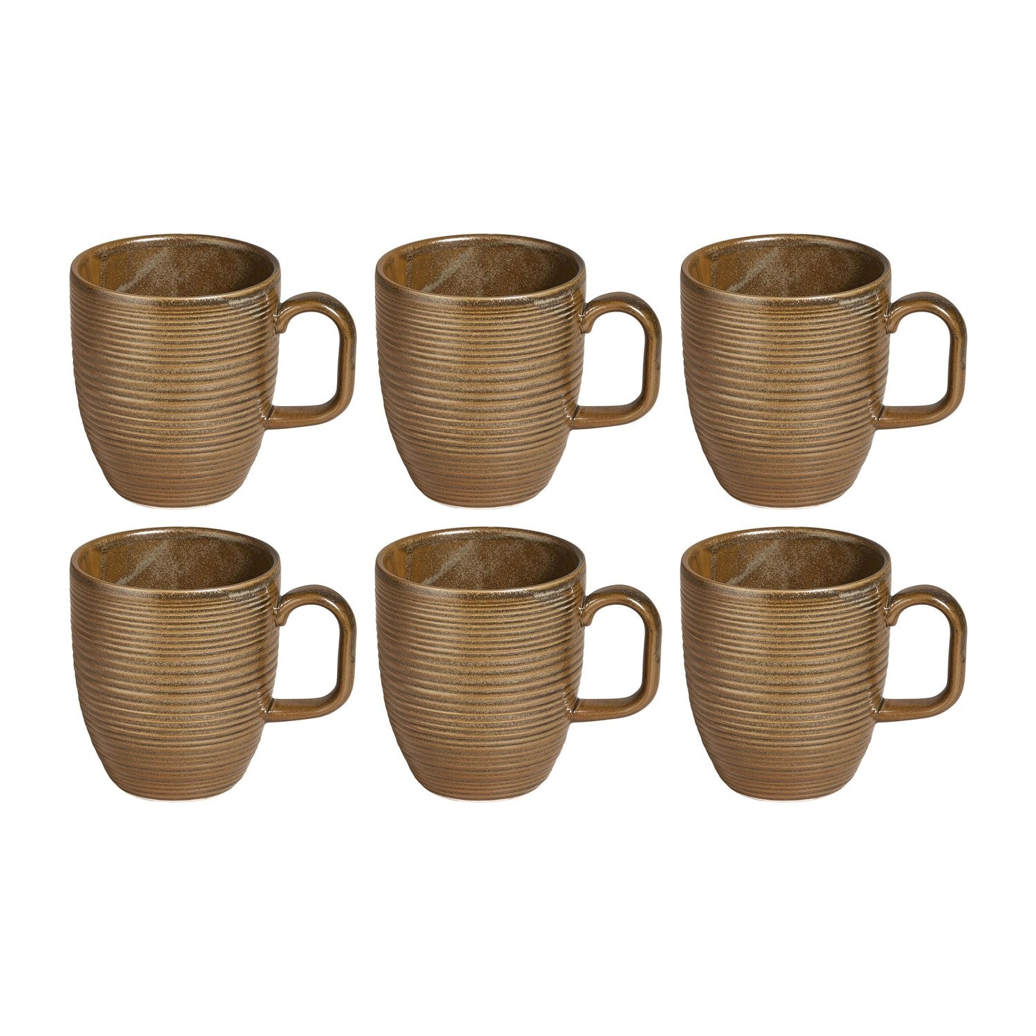 Helix Kaldi dia.3.25" h:4" 11 oz. Round Brown Vitrified Mug (Set of 6)
