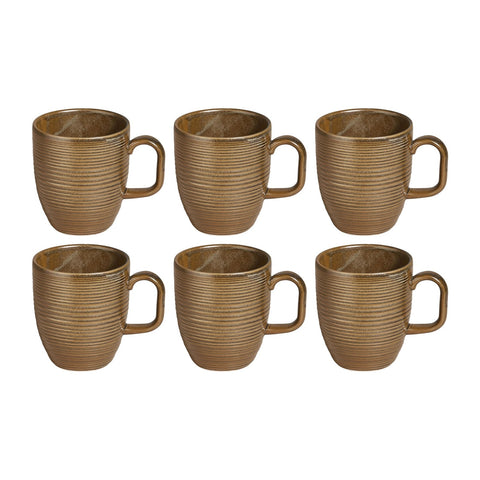Helix Kaldi dia.3.25" h:4" 11 oz. Round Brown Vitrified Mug (Set of 6)
