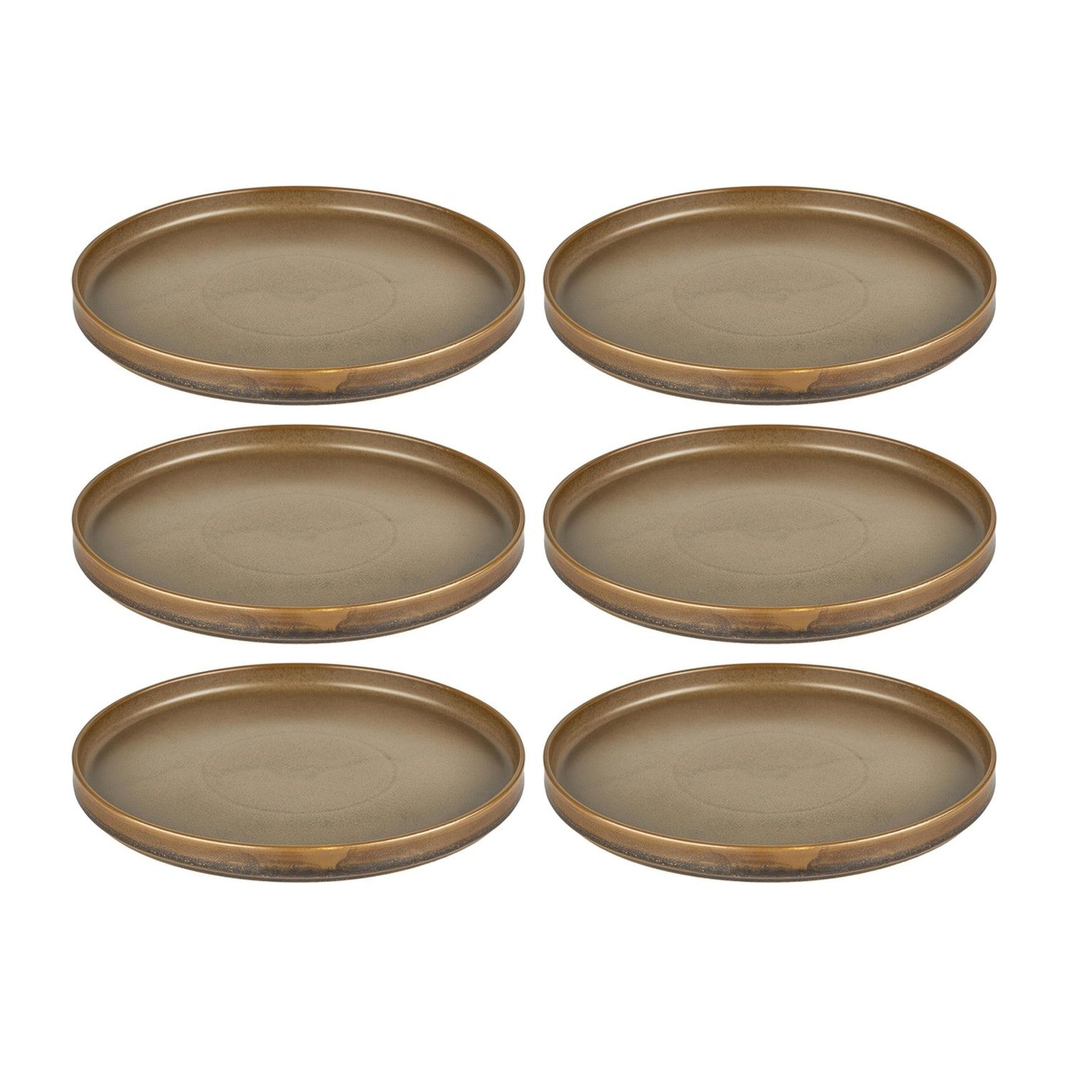 Helix Kaldi dia.6.25" Round Brown Vitrified Plate (Set of 6)