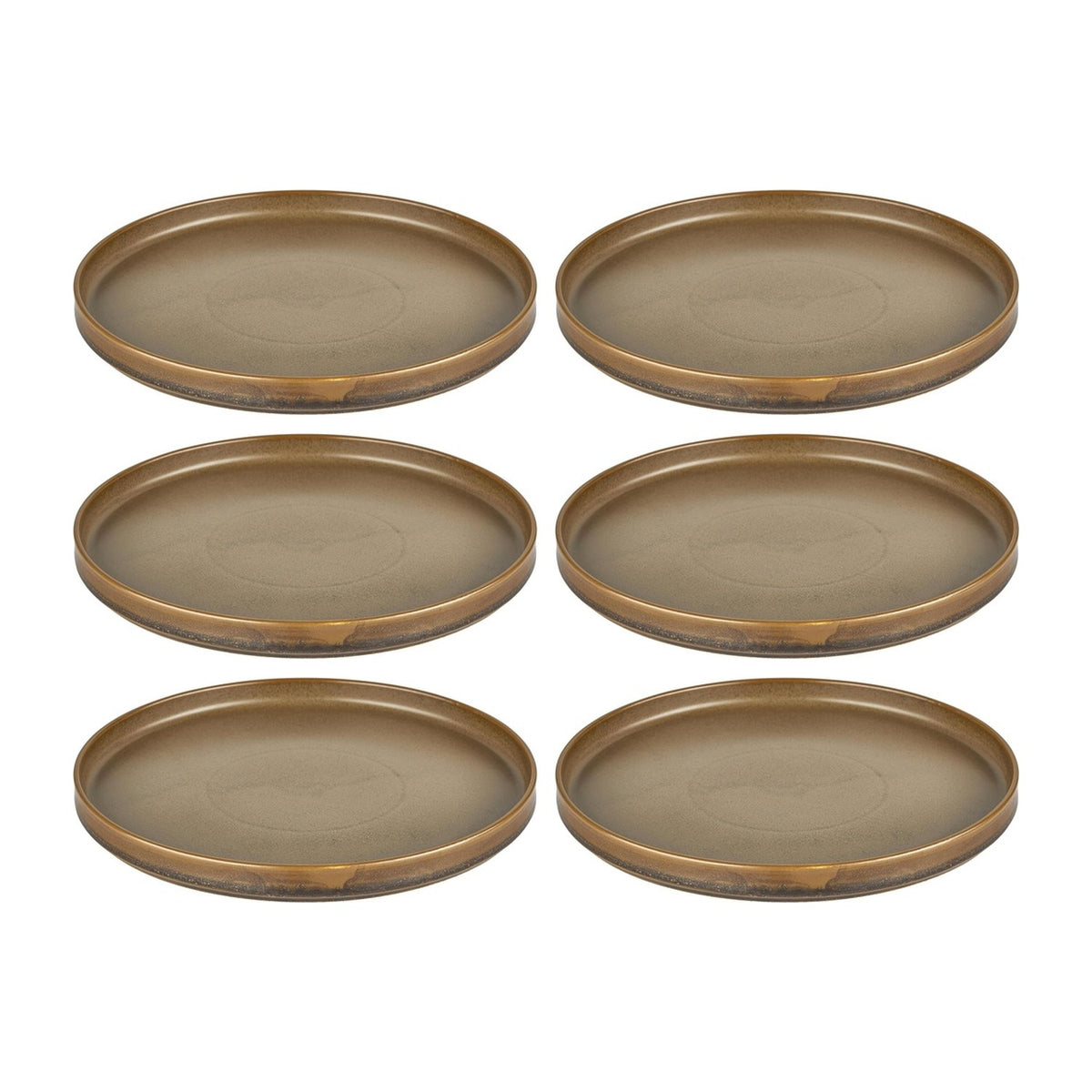 Helix Kaldi dia.6.25" Round Brown Vitrified Plate (Set of 6)