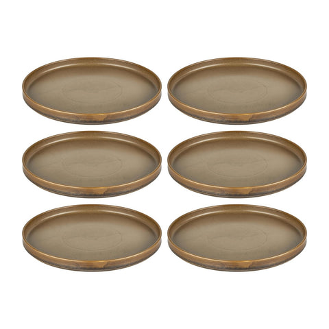Helix Kaldi dia.6.25" Round Brown Vitrified Plate (Set of 6)