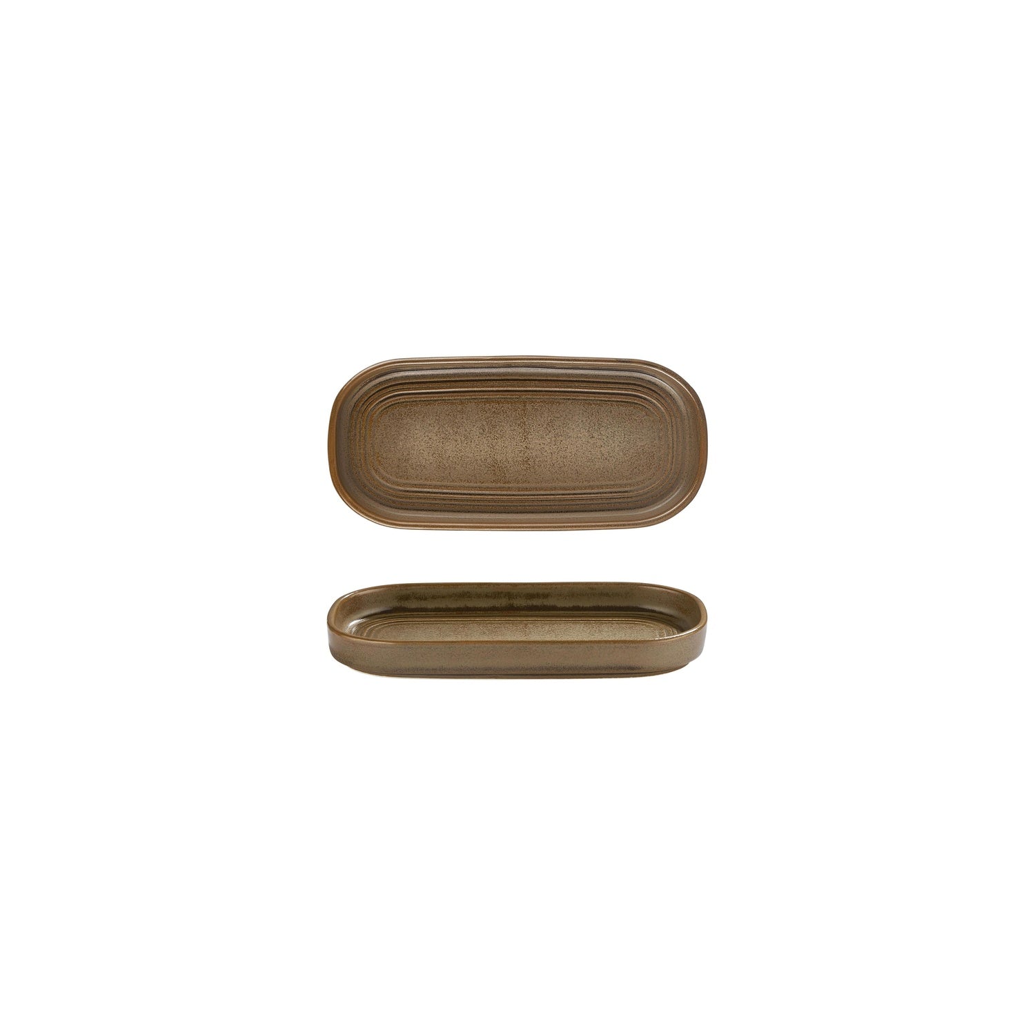 Helix Kaldi 7.75" x 3.75" x h:0" Oval Brown Vitrified Platter (Set of 2)