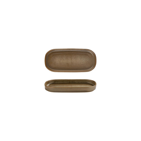 Helix Kaldi 7.75" x 3.75" x h:0" Oval Brown Vitrified Platter (Set of 2)