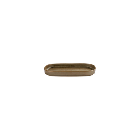 Helix Kaldi 7.75" x 3.75" x h:0" Oval Brown Vitrified Platter (Set of 2)