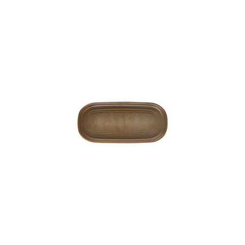 Helix Kaldi 7.75" x 3.75" x h:0" Oval Brown Vitrified Platter (Set of 2)