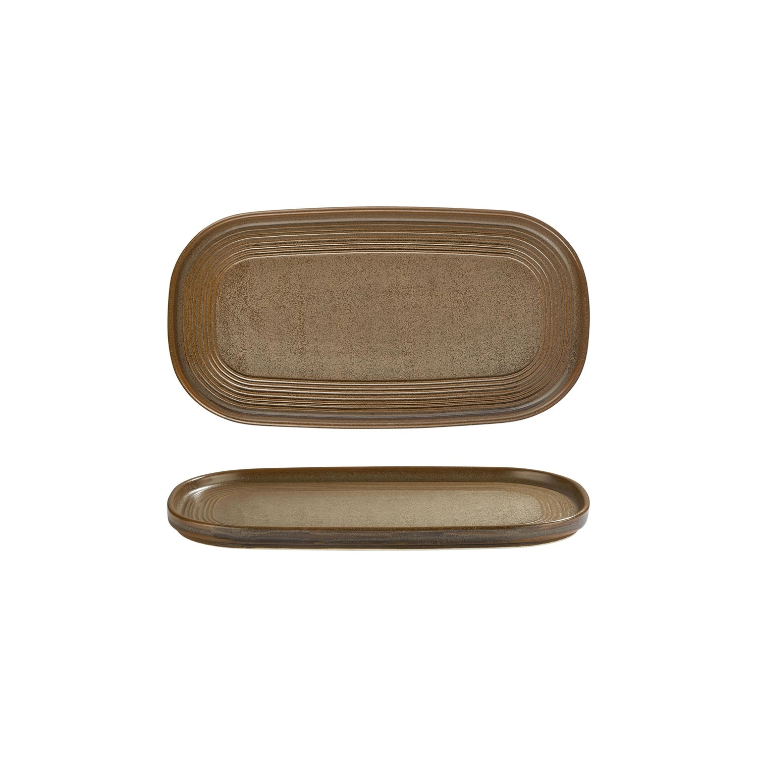 Helix Kaldi 11.75" x 6.25" x h:0" Oval Brown Vitrified Platter (1 each)