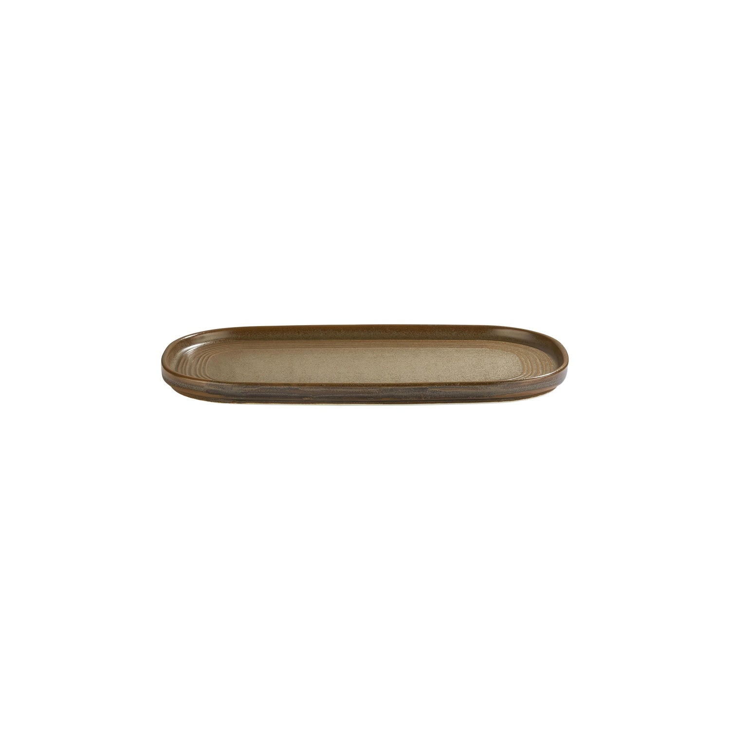 Helix Kaldi 11.75" x 6.25" x h:0" Oval Brown Vitrified Platter (1 each)