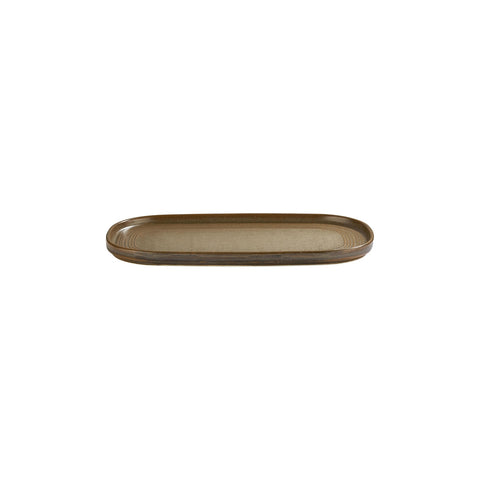 Helix Kaldi 11.75" x 6.25" x h:0" Oval Brown Vitrified Platter (1 each)