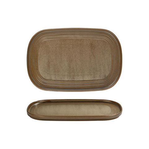 Helix Kaldi 13.5" x 9" x h:0" Oval Brown Vitrified Platter (1 each)