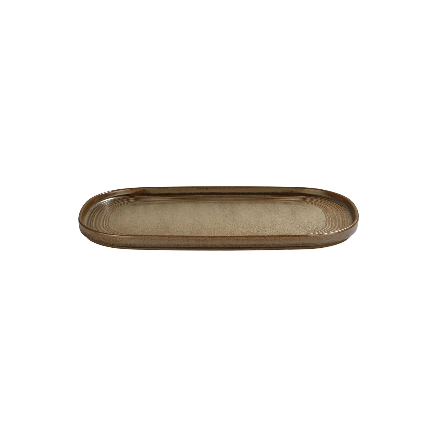 Helix Kaldi 13.5" x 9" x h:0" Oval Brown Vitrified Platter (1 each)