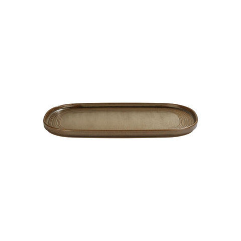 Helix Kaldi 13.5" x 9" x h:0" Oval Brown Vitrified Platter (1 each)