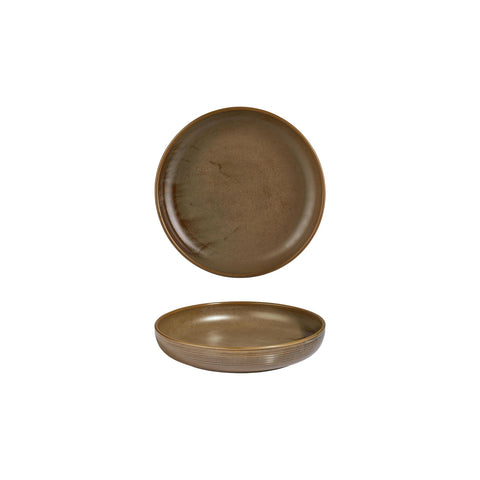 Helix Kaldi dia.7.5" h:1.5" 24 oz. Round Brown Vitrified Deep Plate (Set of 6)