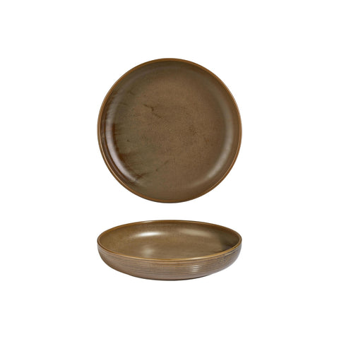 Helix Kaldi dia.9" h:0" 42 oz. Round Brown Vitrified Deep Plate (Set of 2)